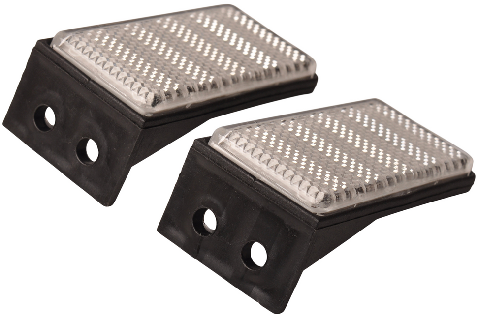 Aspock Witte reflector 76x34 mm - inclusief  montagehouder - set van 2 stuks