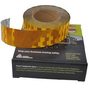 Avery 50 meter reflecterende tape voor harde ondergrond - oranje/geel