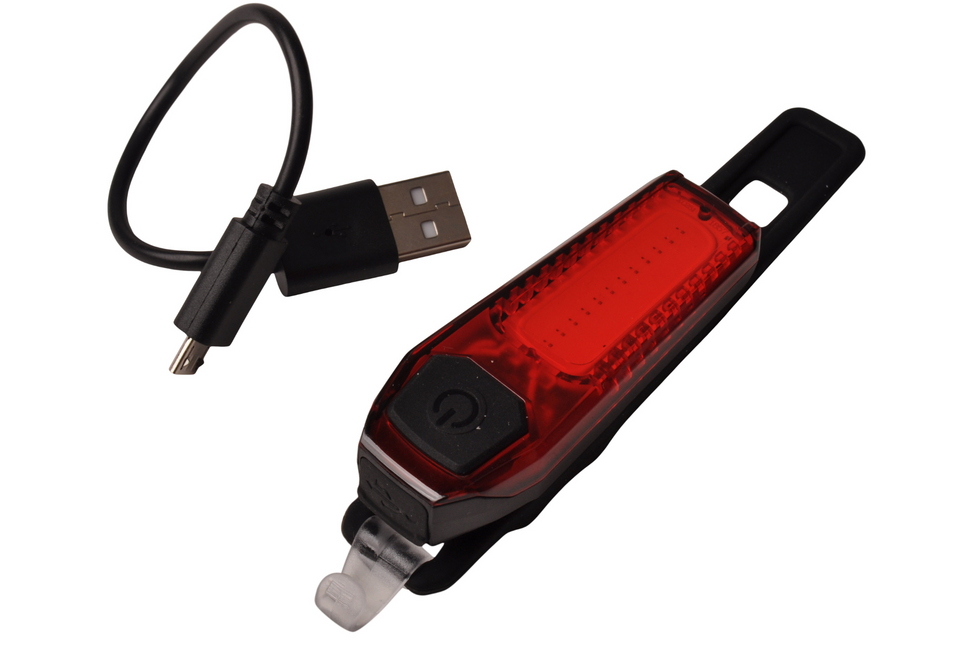 Benson bike parts Robuuste oplaadbare LED fietsverlichting met grote lichtopbrengst - rood - inclusief micro USB kabel