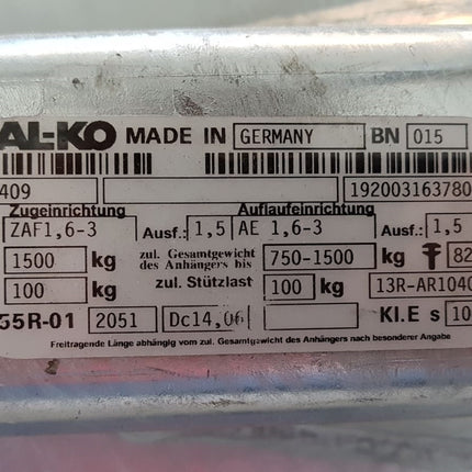 BPW BPW oplooprem aanhanger - ZAF 1.6-3 - maximaal trekvermogen: 1500 kg - incl. neuswielconsole - Ausf. 1.5 Hapert