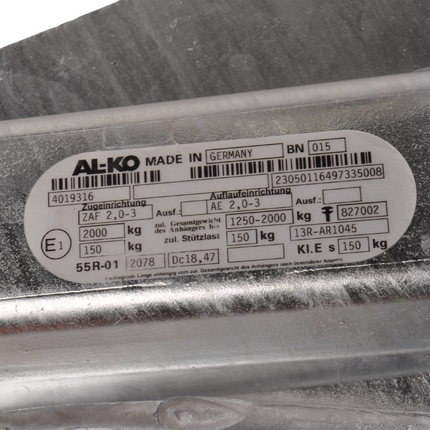 BPW BPW oplooprem aanhanger - ZAF 2.0-3 - maximaal trekvermogen: 2000 kg - incl. neuswielconsole