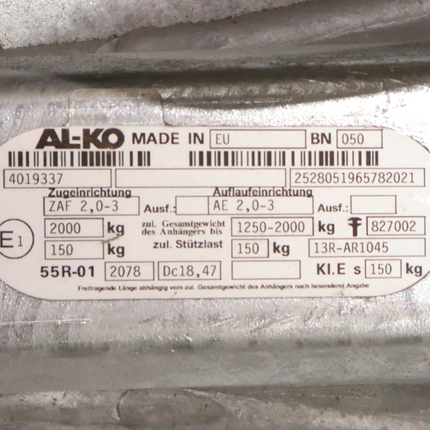 BPW BPW oplooprem aanhanger - ZAF 2,0-3 - maximaal trekvermogen: 2000 kg - bovenbouw - incl. neuswielconsole