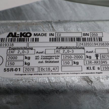 BPW BPW oplooprem aanhanger - ZAF 2,0-3 - maximaal trekvermogen: 2000 kg - incl. neuswielklem