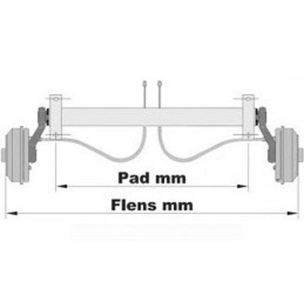BPW Geremde torsie as - 1500 kg - padmaat 1800 mm - flensmaat 2250 mm - 5 gats