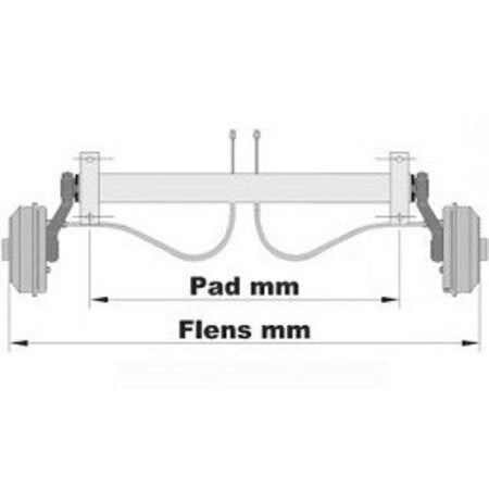 BPW Geremde torsie as - 1500 kg - padmaat 1800 mm - flensmaat 2250 mm - 5 gats