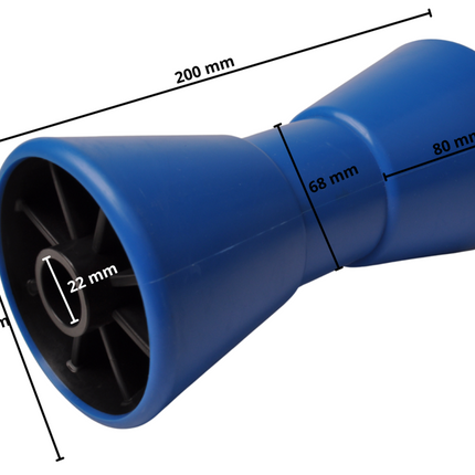 Cantonal 200x104 mm kielrol blauw 22 mm naafdiameter