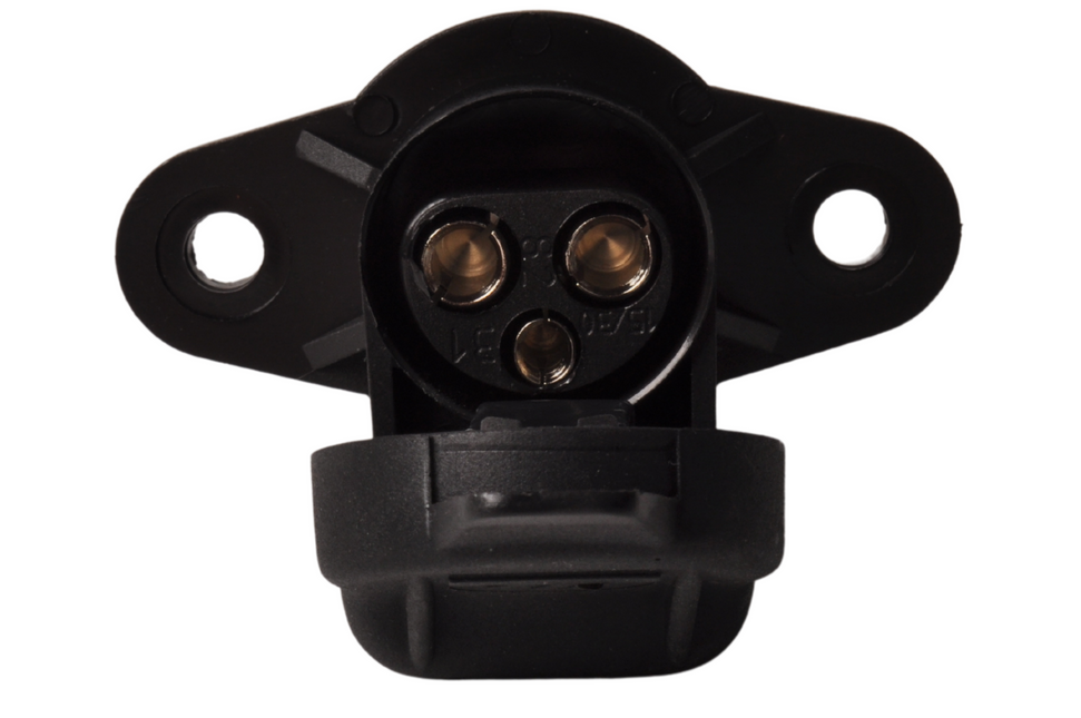 Cantonal 3-polige stekkerdoos met vlakstekker aansluiting - zwart