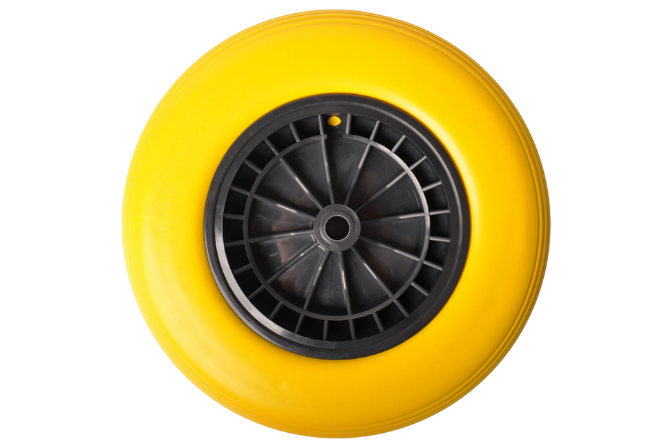 Cantonal 4.00-8 kruiwagenwiel - anti lek band en zwarte kunststof velg - 150 kg maximale belasting - 20 mm asgat/naafdiameter