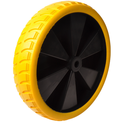 Cantonal 4.00-8 kruiwagenwiel - massief/anti-lek band en  gele kunststof velg - 150 kg maximale belasting - 20 mm asgat/naafdiameter