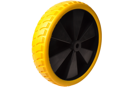 Cantonal 4.00-8 kruiwagenwiel - massief/anti-lek band en  gele kunststof velg - 150 kg maximale belasting - 20 mm asgat/naafdiameter
