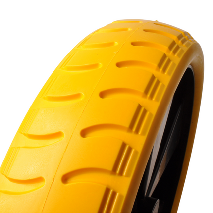 Cantonal 4.00-8 kruiwagenwiel - massief/anti-lek band en  gele kunststof velg - 150 kg maximale belasting - 20 mm asgat/naafdiameter