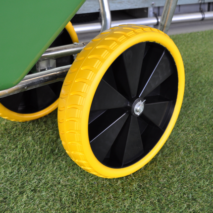 Cantonal 4.00-8 kruiwagenwiel - massief/anti-lek band en  gele kunststof velg - 150 kg maximale belasting - 20 mm asgat/naafdiameter