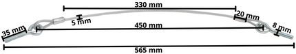 Cantonal Achterklepkabel 45 cm - M8