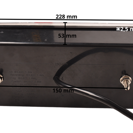 Cantonal Achterlicht Aspöck connector 228x100x53 mm - volledig LED en Plug&Play - rechts