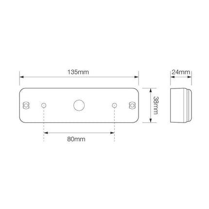 Cantonal Achterlicht LED 135x38x24 mm - 3 functies LED