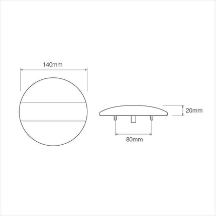 Cantonal Achterlicht LED rond 140x20 mm