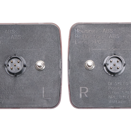 Cantonal Achterlicht set - Cantonal LED - 4 functies - 105x98x35 mm - 5-polige connector