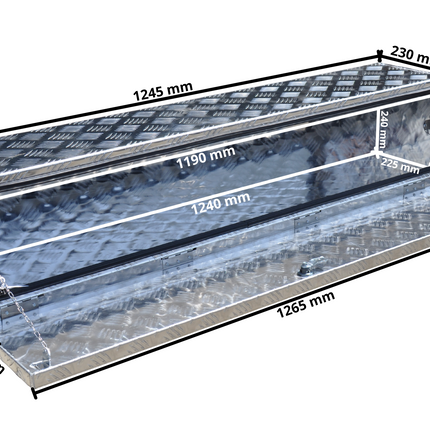Cantonal Aluminium traanplaat disselkist 125x25x25 cm