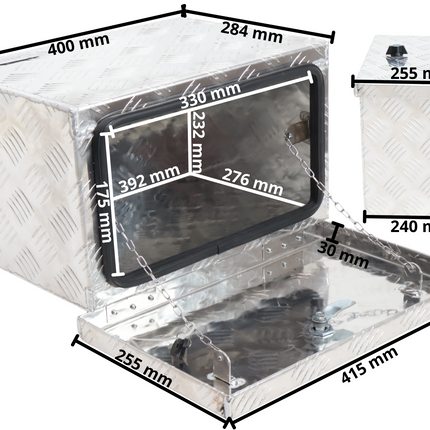 Cantonal Aluminium traanplaat disselkist - 400x240x300 mm
