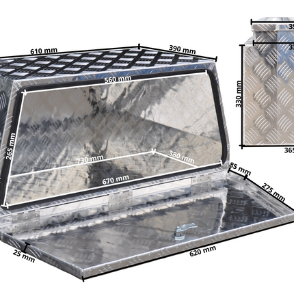 Cantonal Aluminium traanplaat disselkist 76x38x40 cm
