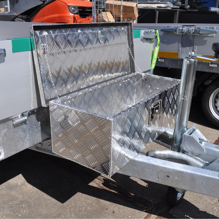 Cantonal Aluminium traanplaat disselkist/gereedschapkist/disselbak 765x330x245 mm - inbouwslot - 1,3 mm dikte