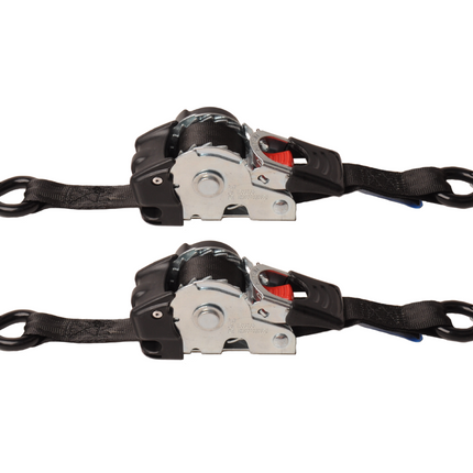 Cantonal Automatisch oprollende spanband 180x2,5 cm - met S-haken en borgveer - 600 kg - set van 2 stuks