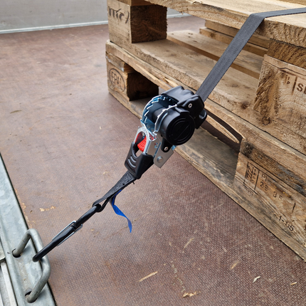Cantonal Automatisch oprollende spanband 180x2,5 cm - met S-haken en borgveer - 600 kg - set van 2 stuks