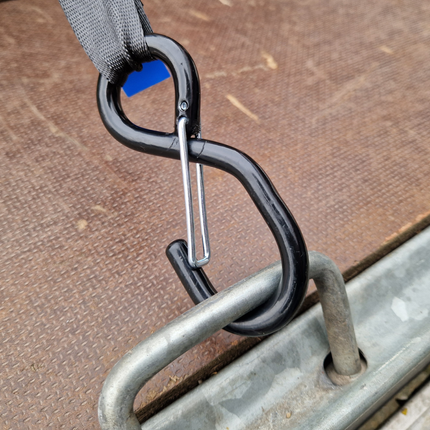 Cantonal Automatisch oprollende spanband 180x2,5 cm - met S-haken en borgveer - 600 kg - set van 2 stuks