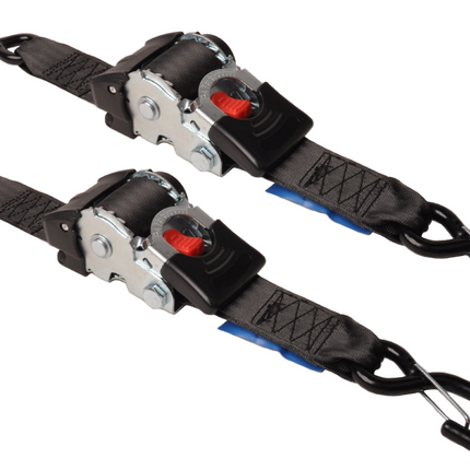 Cantonal Automatisch oprollende spanband 180x5 cm - met S-haken en borgveer - 1500 kg - set van 2 stuks