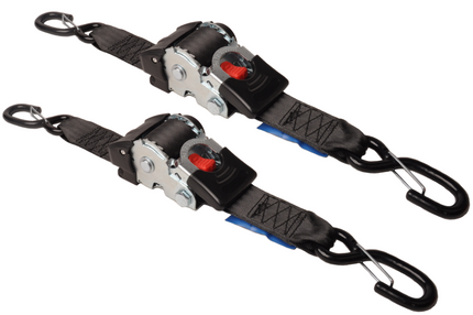 Cantonal Automatisch oprollende spanband 180x5 cm - met S-haken en borgveer - 1500 kg - set van 2 stuks