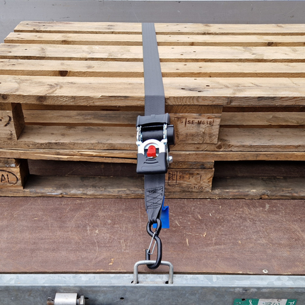 Cantonal Automatisch oprollende spanband 180x5 cm - met S-haken en borgveer - 1500 kg - set van 2 stuks