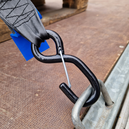 Cantonal Automatisch oprollende spanband 180x5 cm - met S-haken en borgveer - 1500 kg - set van 2 stuks
