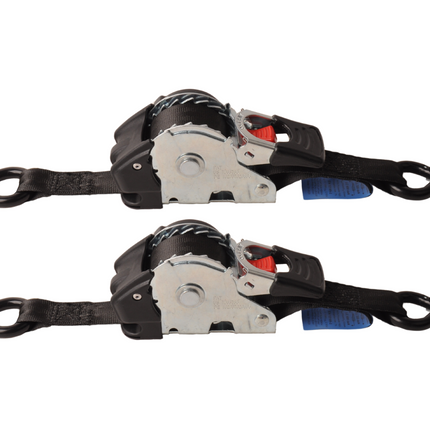 Cantonal Automatisch oprollende spanband 300x2,5 cm - met S-haken en borgveer - 600 kg - set van 2 stuks