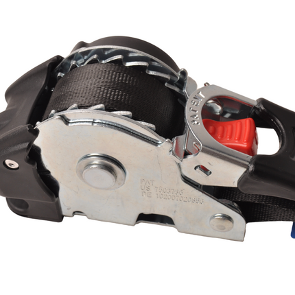 Cantonal Automatisch oprollende spanband 300x2,5 cm - met S-haken en borgveer - 600 kg - set van 2 stuks