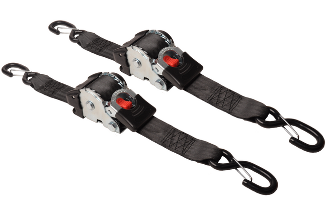 Cantonal Automatisch oprollende spanband 300x5 cm - met S-haken en borgveer - 1500 kg - set van 2 stuks