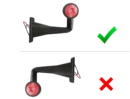 Cantonal Basic Breedtelicht Rood/Wit licht 19 cm lang in schuine hoek - 2 stuks - links en rechts - LED