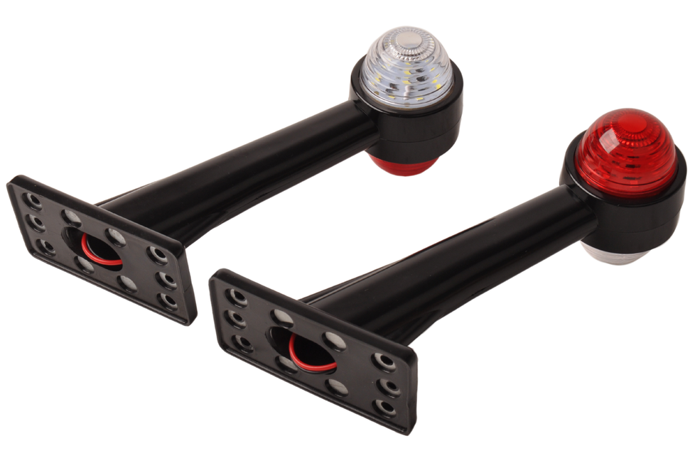 Cantonal Basic Breedtelicht Rood/Wit licht 19 cm lang in schuine hoek - 2 stuks - links en rechts - LED