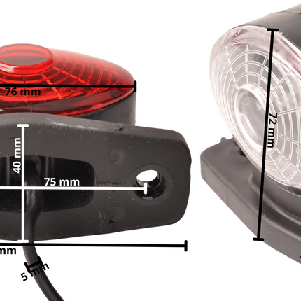 Cantonal Breedtelicht halfrond LED links/rechts 12 volt