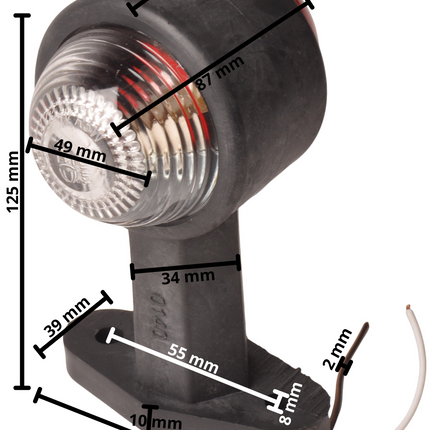 Cantonal Breedtelicht rood/wit 120 mm recht