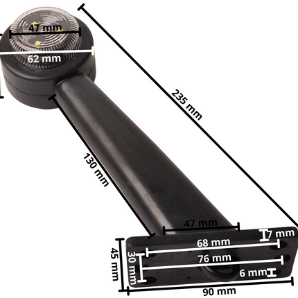 Cantonal Breedtelicht rood/wit - 45 graden - LED - 12/24 Volt