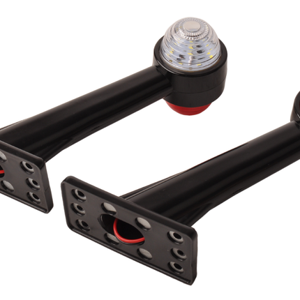 Cantonal Breedtelicht Rood/Wit licht 19 cm lang in schuine hoek - 2 stuks - links en rechts - LED