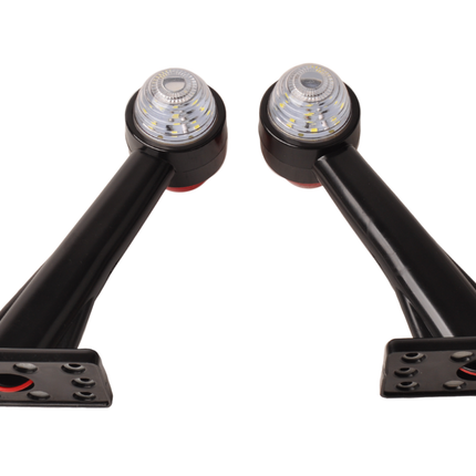 Cantonal Breedtelicht Rood/Wit licht 19 cm lang in schuine hoek - 2 stuks - links en rechts - LED