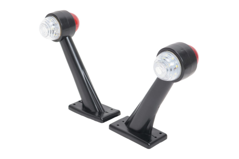 Cantonal Breedtelicht Rood/Wit licht 19 cm lang in schuine hoek - 2 stuks - links en rechts - LED