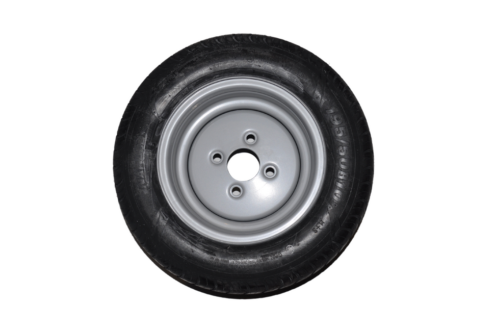 Cantonal Compleet  wiel -18x8.00-10 / 195/50 B10 band + velg - opel steek: 4x100 - draagvermogen 750 kg - 10PR - naafdiameter 60 mm
