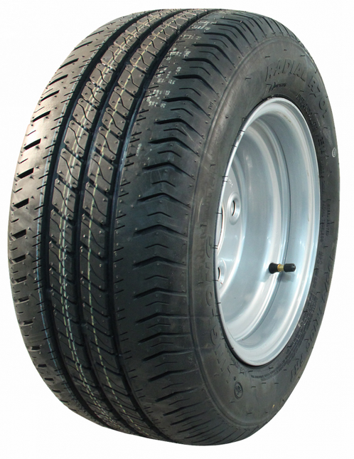 Cantonal Compleet  wiel -18x8.00-10 / 195/50 B10 band + velg - opel steek: 4x100 - draagvermogen 750 kg - 10PR - naafdiameter 60 mm