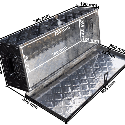 Cantonal Disselkist aluminium traanplaat 800x300x190 mm - vlinderslot