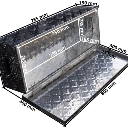 Cantonal Disselkist aluminium traanplaat 800x300x190 mm - vlinderslot