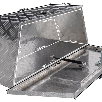 Cantonal Disselkist aluminium traanplaat 900/660x350x300 mm - inbouwslot - automatische klep