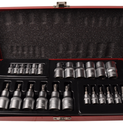 Cantonal Doppen + bitset 1/4 1/2 torx - verpakt in metalen doos - chroom vanadium kwaliteit