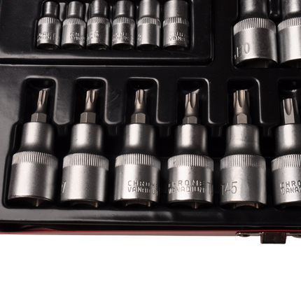 Cantonal Doppen + bitset 1/4 1/2 torx - verpakt in metalen doos - chroom vanadium kwaliteit